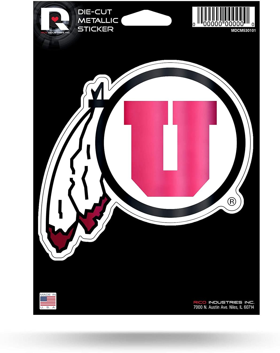 University of Utah Utes 5 Inch Die Cut Shimmer Metallic Decal Sticker Flat Vinyl