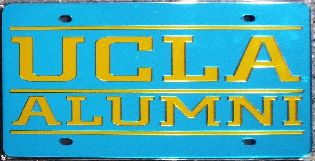 UCLA Bruins Premium Laser Cut Tag License Plate, Mirrored Acrylic, Inlaid, Alumni, 12x6 Inch