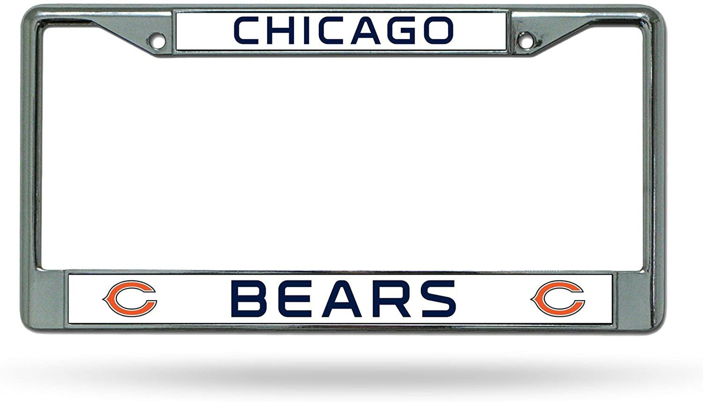 Chicago Bears Premium Metal License Plate Frame Chrome Tag Cover, 12x6 Inch