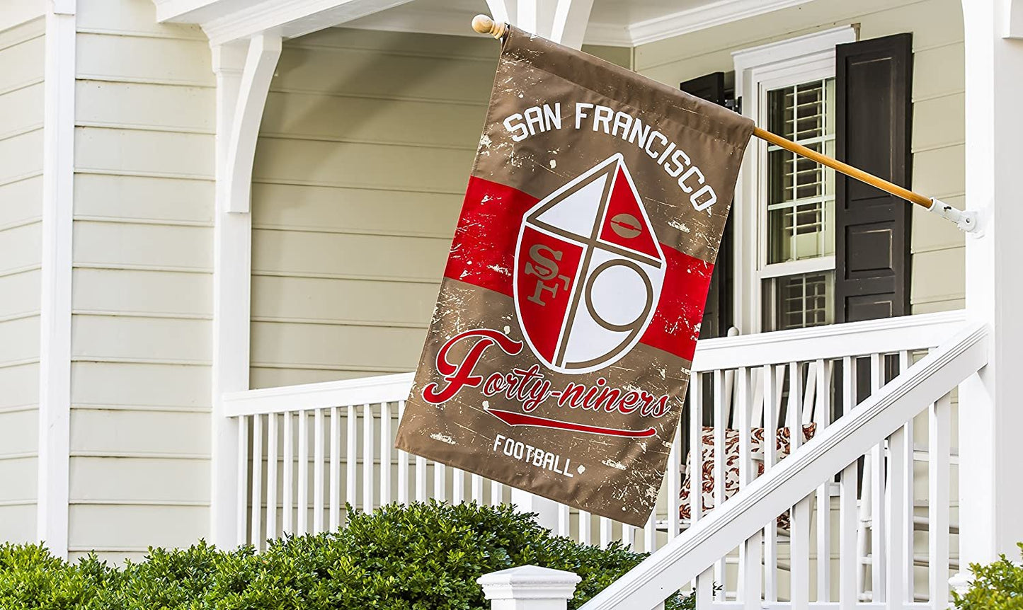 San Francisco 49ers Premium House Flag Banner, Double Sided, Retro Vintage Style, Linen, 28x44 Inch