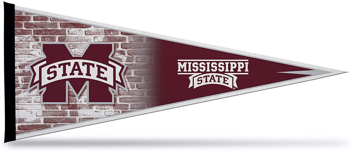 Mississippi State University Bulldogs Soft Felt Pennant, Primary Design, 12x30 Inch, Easy To Hang