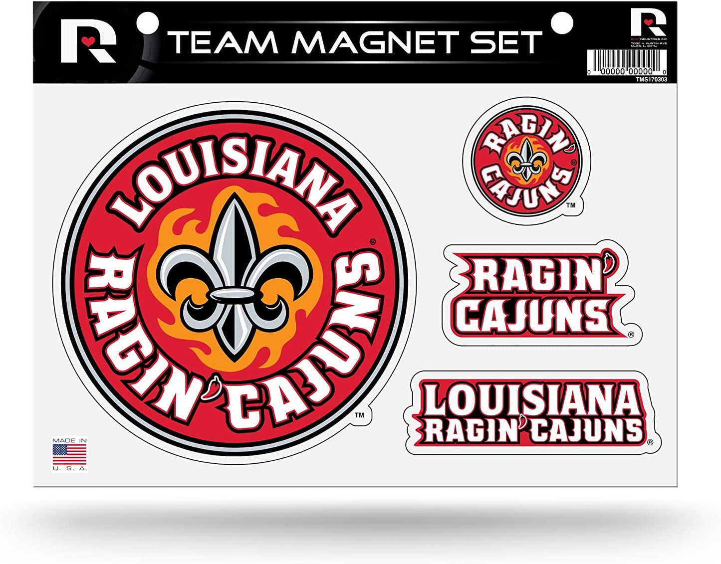 University of Louisiana at Lafayette Ragin Cajuns Multi Magnet Sheet Shape Cut 8x11 Inch