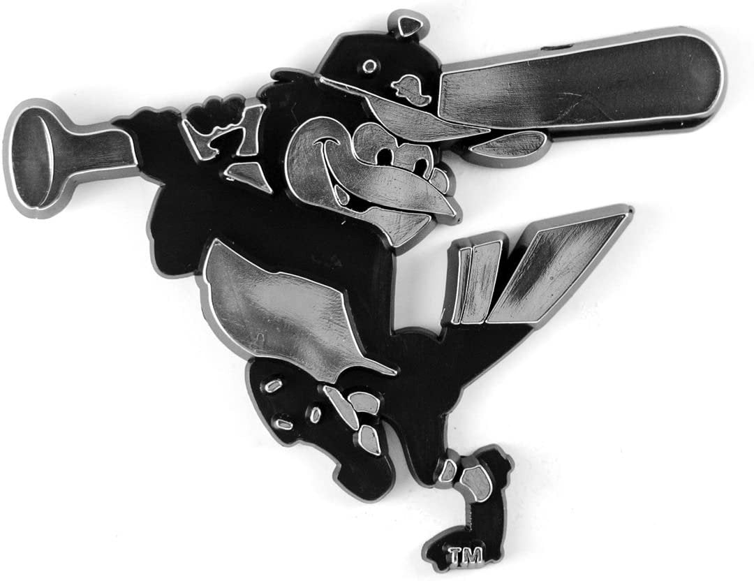 Baltimore Orioles Auto Emblem, Silver Chrome Color, Raised Molded Plastic, 3.5 Inch, Adhesive Tape Backing