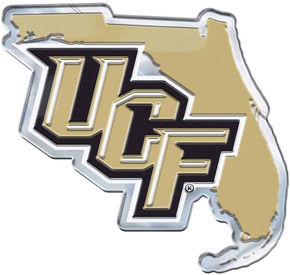 University of Central Florida Knights UCF Auto Emblem Aluminum Metal Embossed State Shape Design