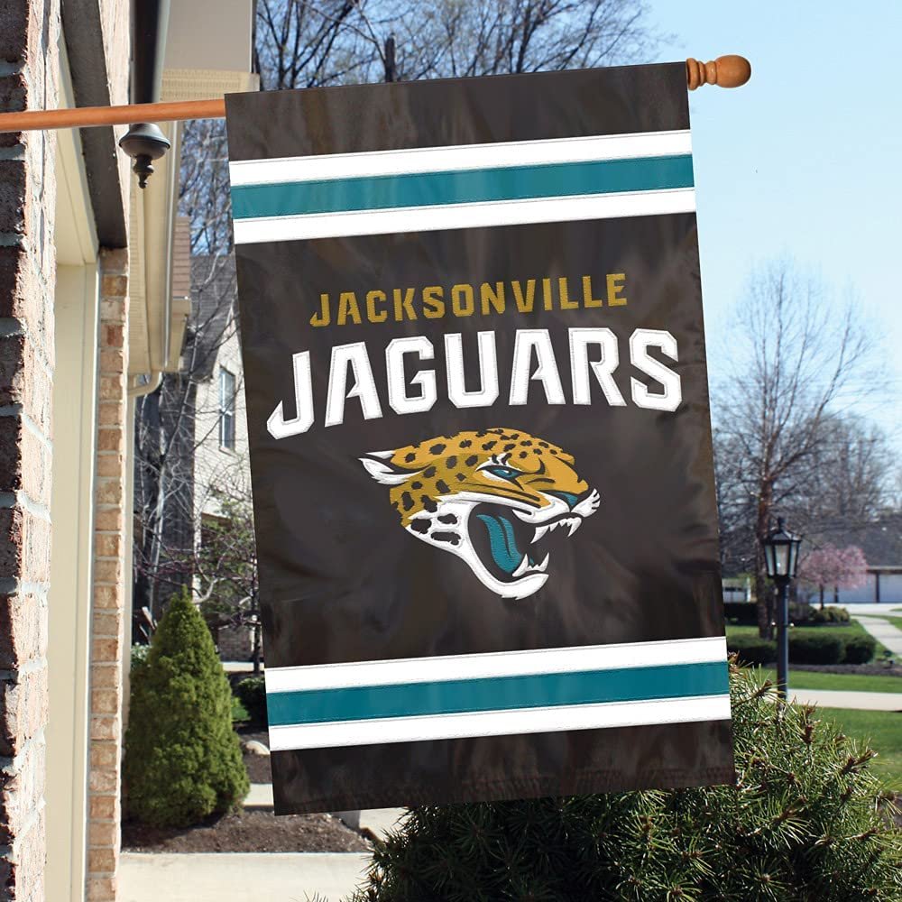 Jacksonville Jaguars Double Sided Banner Flag Embroidered Applique 44x28 Inch