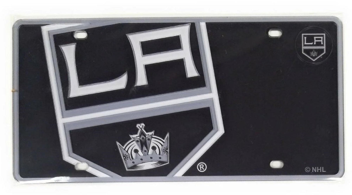 Los Angeles Kings Premium Laser Cut Tag License Plate, Mega Logo Design, Mirrored Acrylic Inlaid, 12x6 Inch