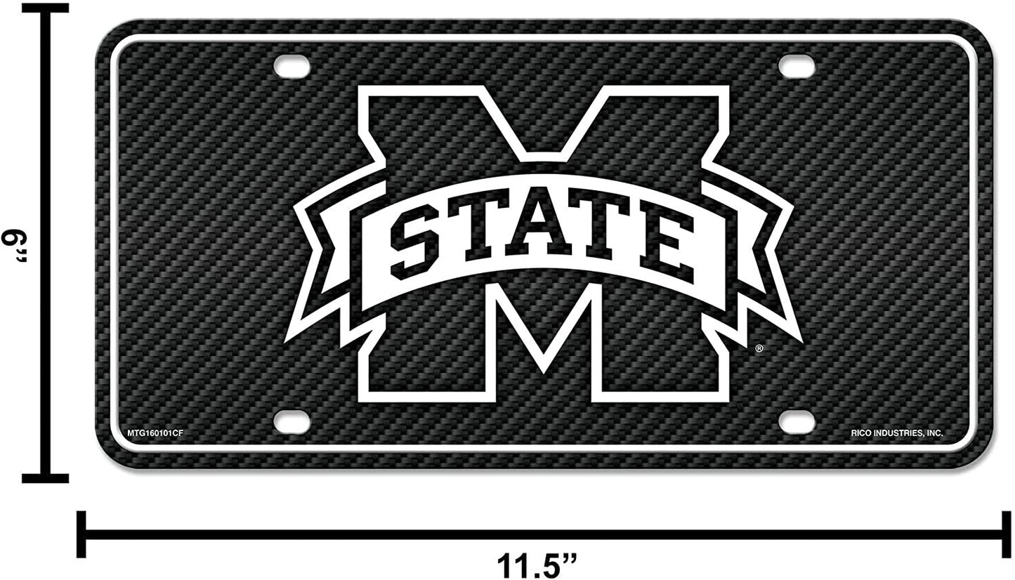 Mississippi State University Bulldogs Metal Tag License Plate Carbon Fiber Design 12x6 Inch