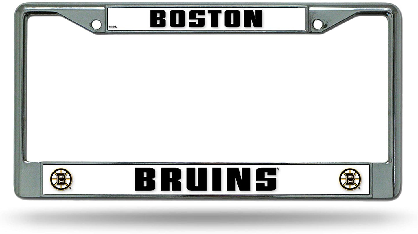 Boston Bruins Premium Metal License Plate Frame Chrome Tag Cover, 12x6 Inch
