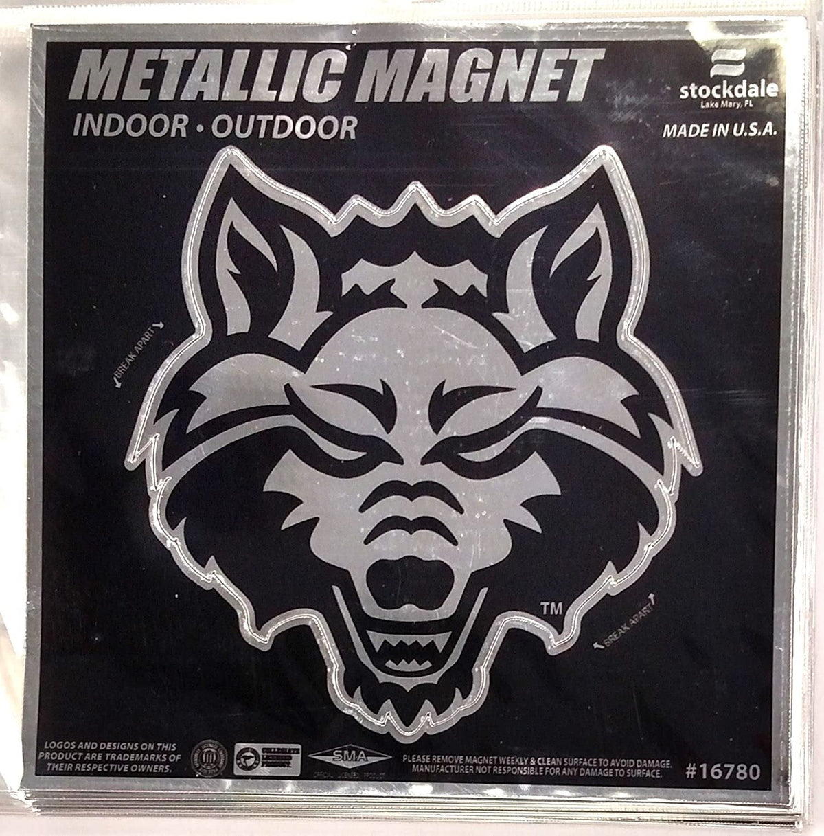 Arkansas State University Red Wolves 6 Inch Magnet Metallic Shimmer Design