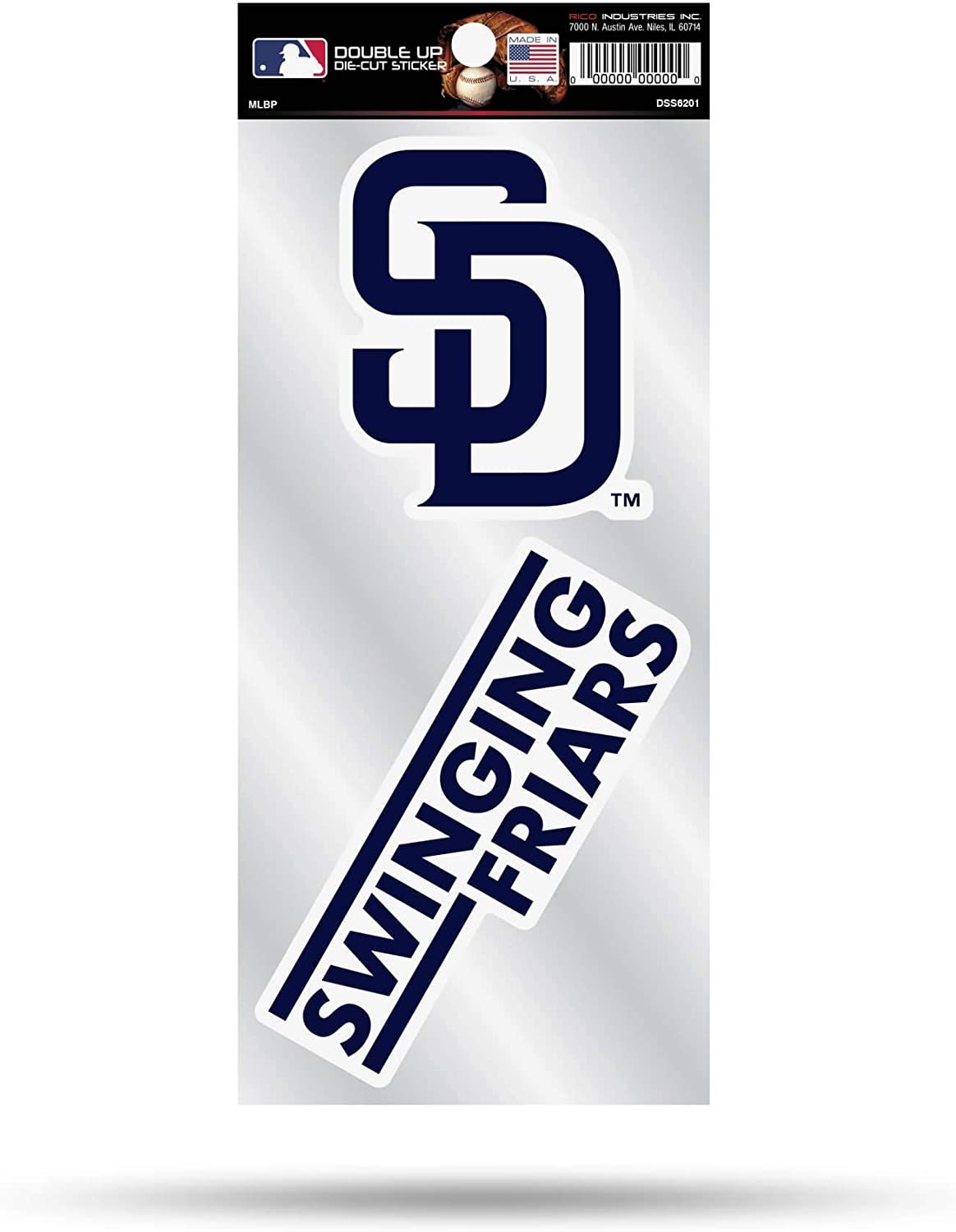 San Diego Padres 2-Piece Double Up Die Cut Sticker Decal Sheet, 4x8 Inch