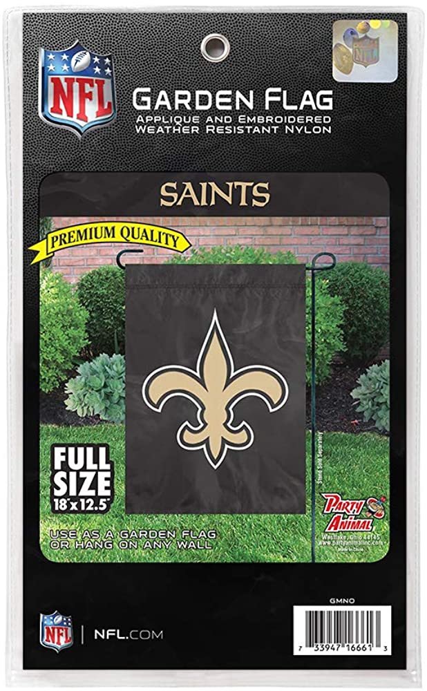 New Orleans Saints Garden Flag Banner Premium Applique Embroidered 12.5x18 Inch