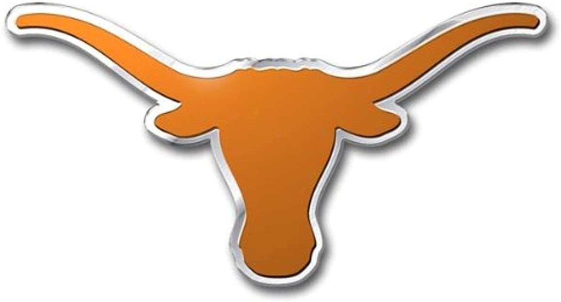 University of Texas Longhorns Auto Emblem, Aluminum Metal, Embossed Team Color, Raised Decal Sticker, Full Adhesive Backing