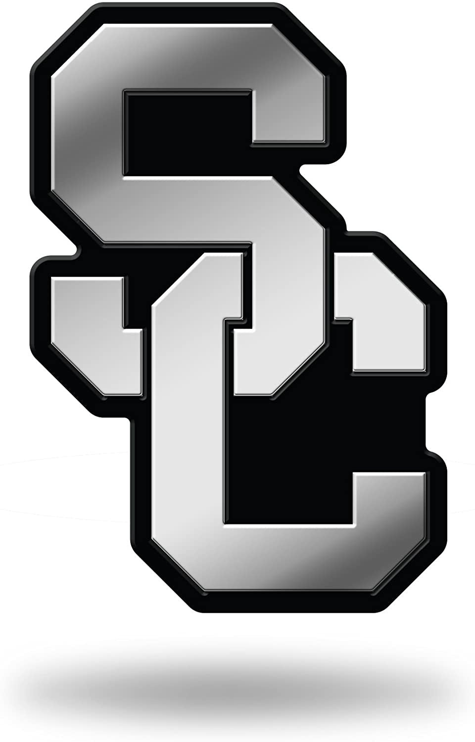 University of Southern California Trojans USC Silver Chrome Color Auto Emblem, Raised Molded Plastic, 3.5 Inch, Adhesive Tape Backing
