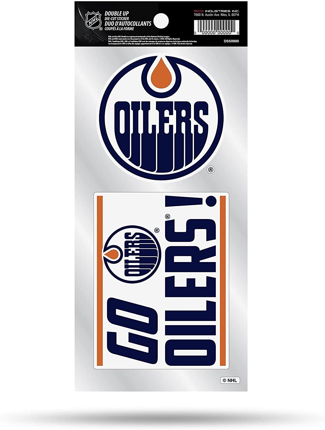 Edmonton Oilers 2-Piece Double Up Die Cut Sticker Decal Sheet, 4x8 Inch