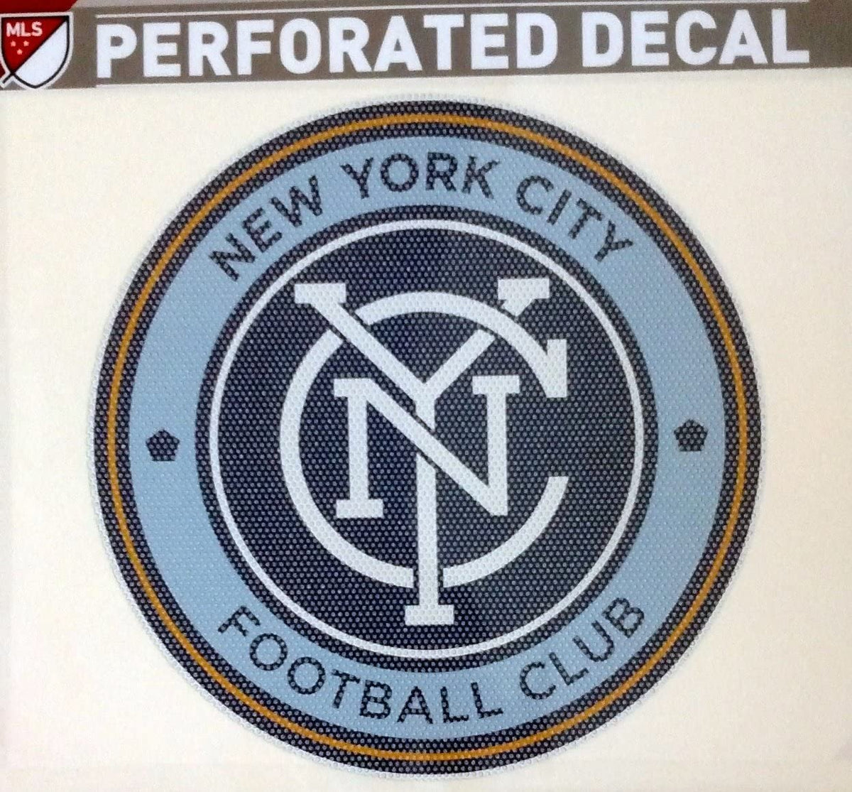 New York City FC MLS 12 Inch Preforated Window Film Decal Sticker, One-Way Vision, Adhesive Backing