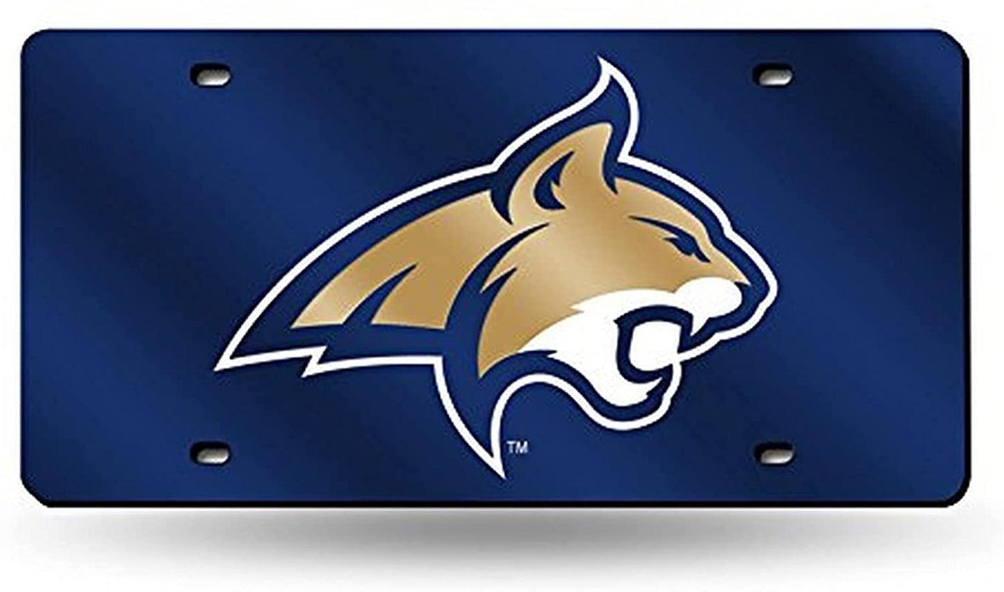 Montana State University Bobcats Premium Laser Cut Tag License Plate, Mirrored Acrylic Inlaid, 6x12 Inch