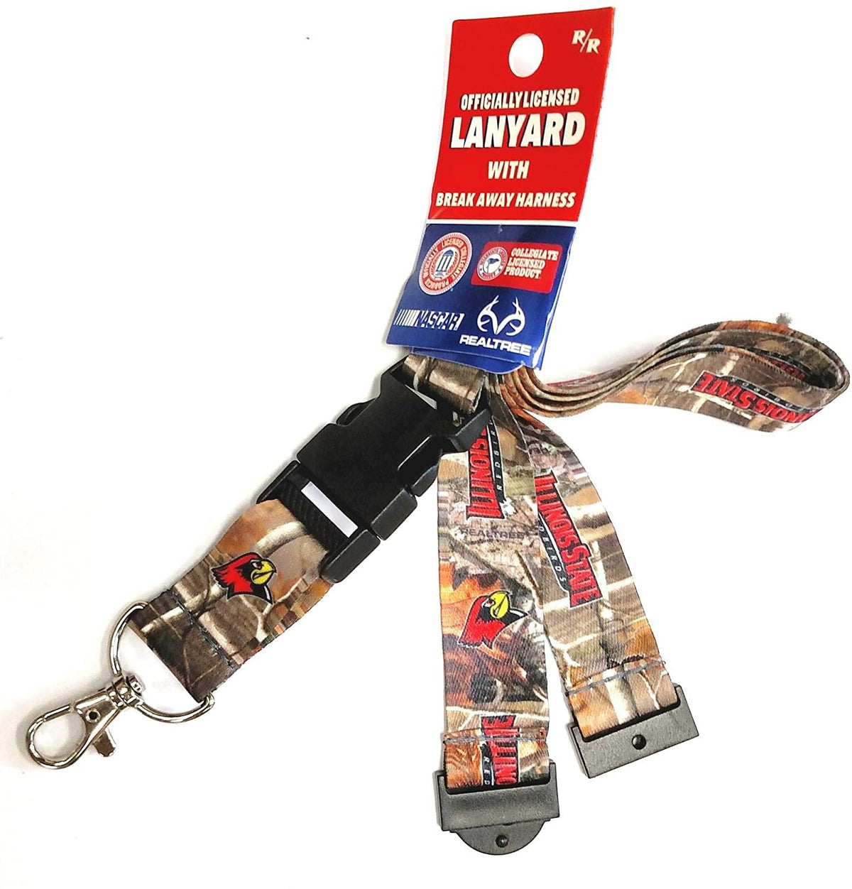 Illinois State University Redbirds Camo Lanyard Keychain Double Sided Breakaway Safety Design Adult 18 Inch