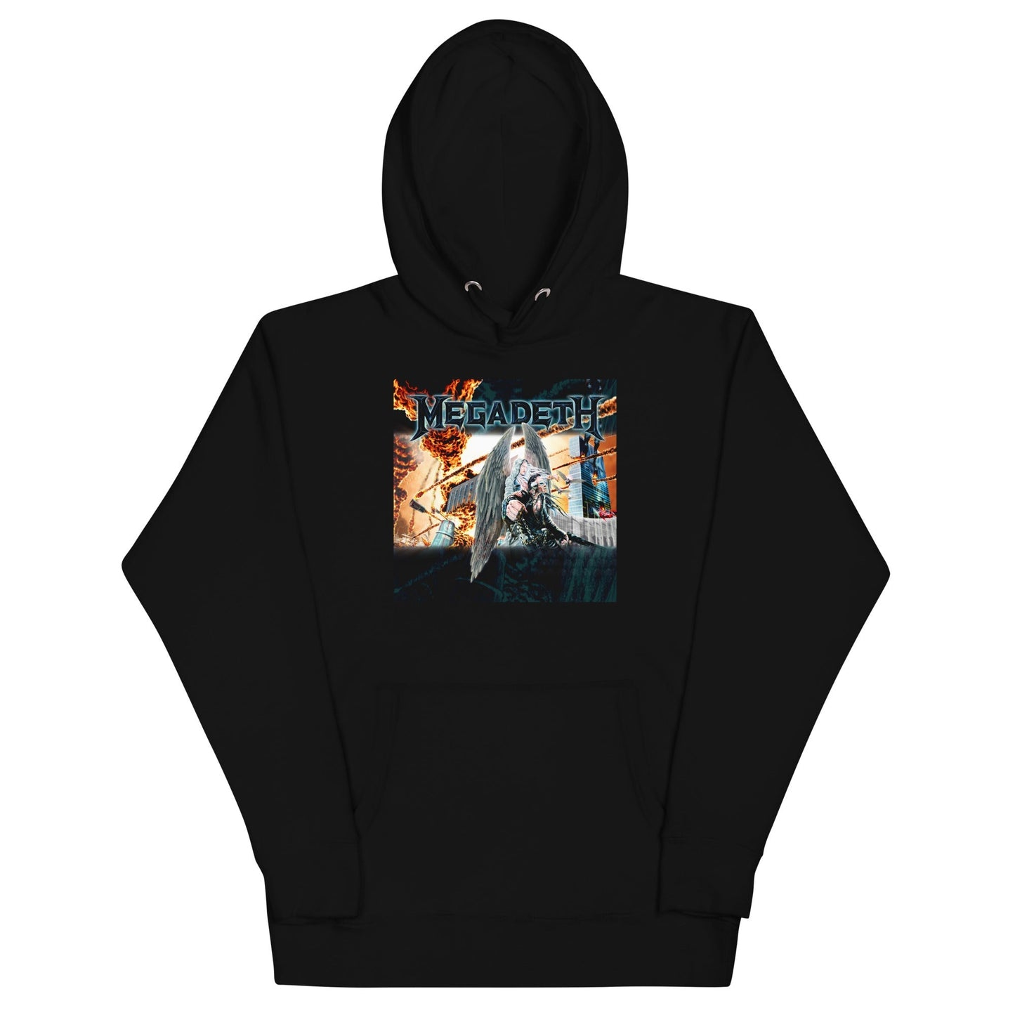 Megadeth Angel Flames Mens Officially Licensed Hoodie Black