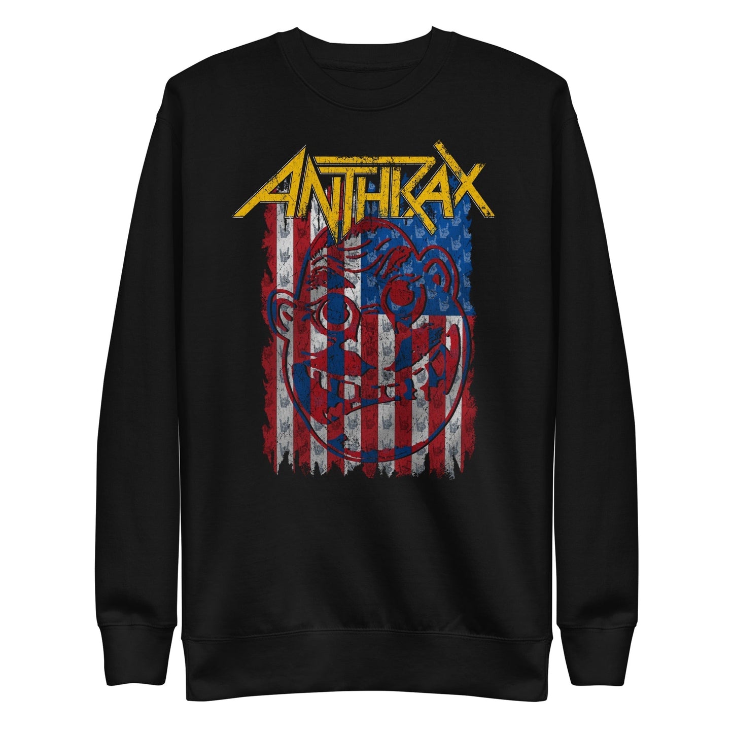 MerchMoment Anthrax - American Flag Crewneck Sweatshirt Officially Licensed