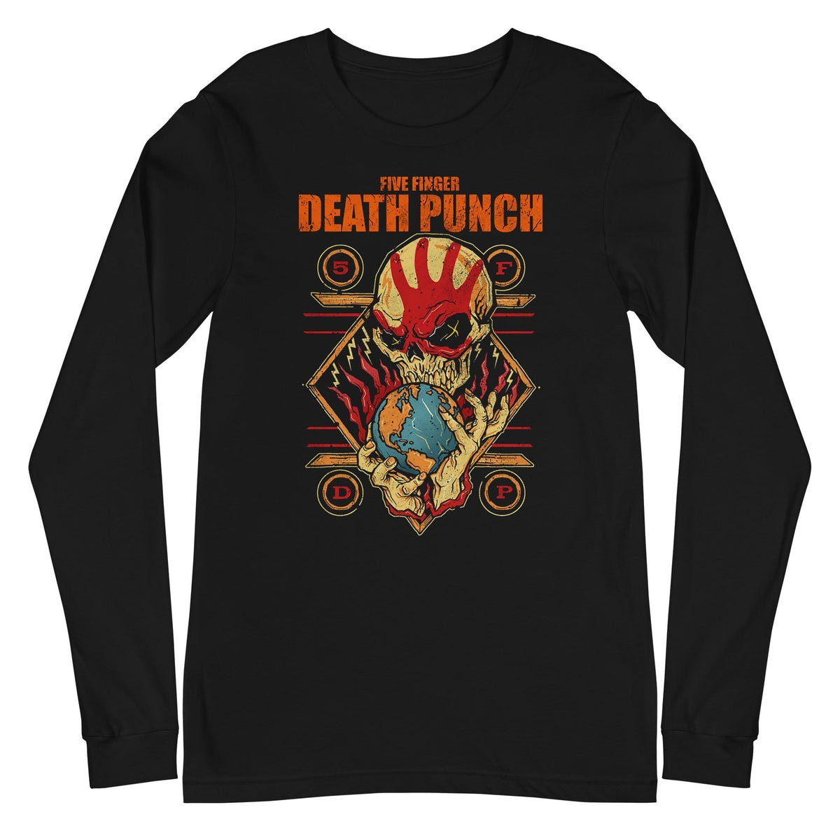 MerchMoment Five Finger Death Punch - Hand Skull Logo Long Sleeve Shirt Officially Licensed