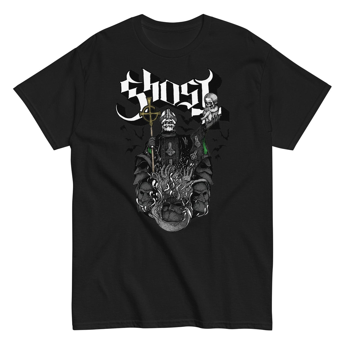 MerchMoment Ghost - Darkness Awaits Mens T Shirt Officially Licensed