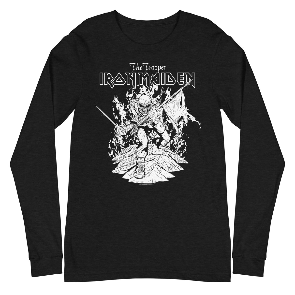 MerchMoment Iron Maiden - Trooper Black and White Long Sleeve Shirt Officially Licensed