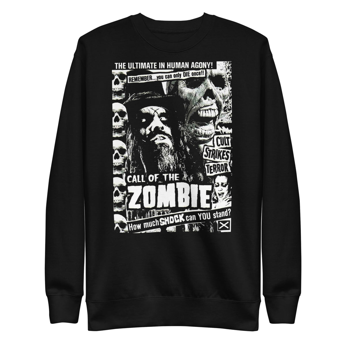 MerchMoment Rob Zombie - Black and White Crewneck Sweatshirt Officially Licensed