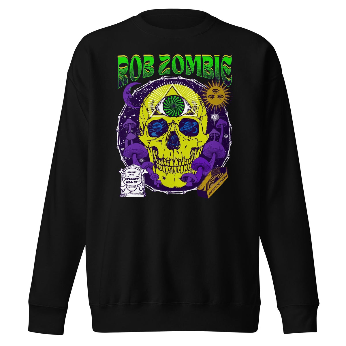 MerchMoment Rob Zombie - Yellow Skull Crewneck Sweatshirt Officially Licensed