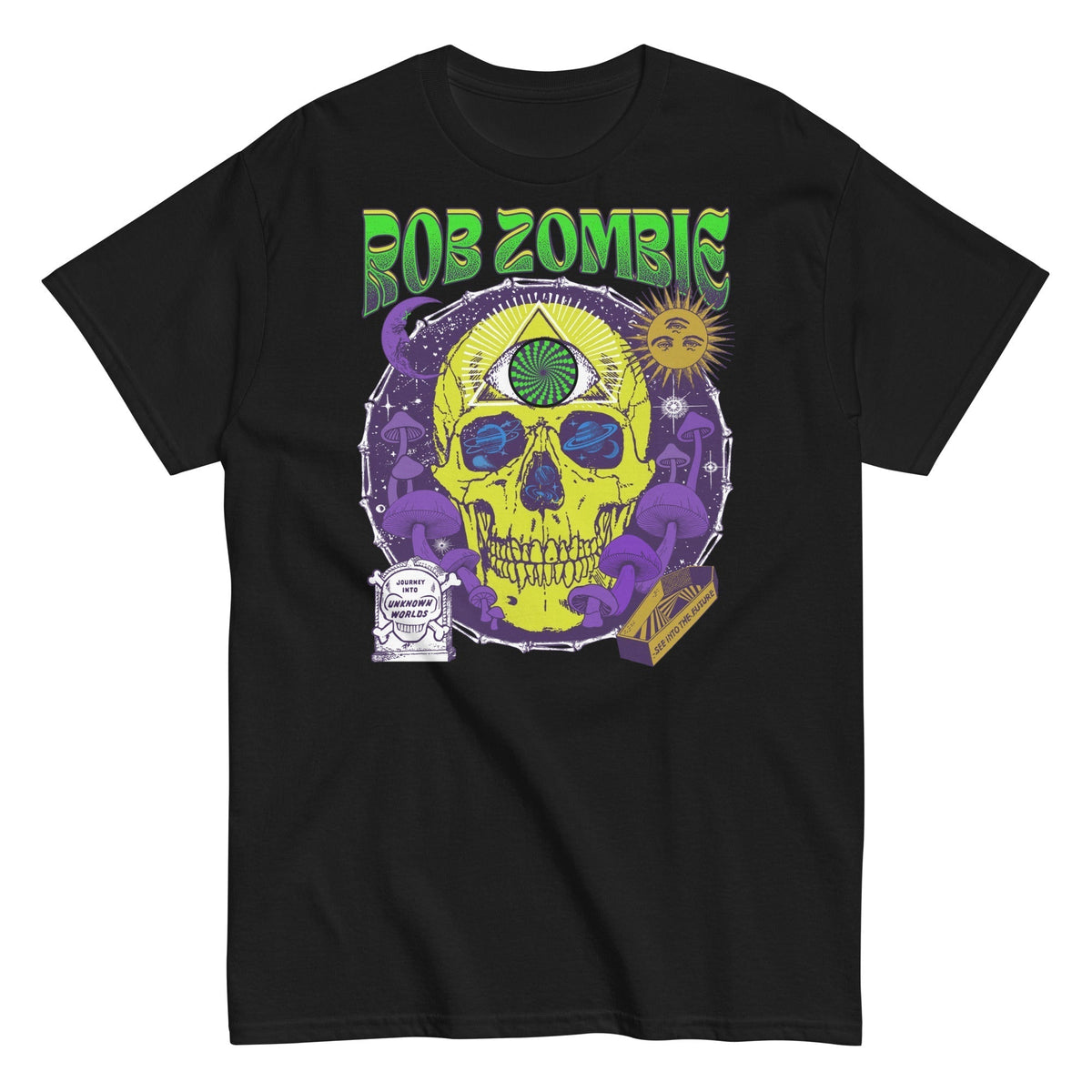 MerchMoment Rob Zombie - Yellow Skull Mens T Shirt Officially Licensed