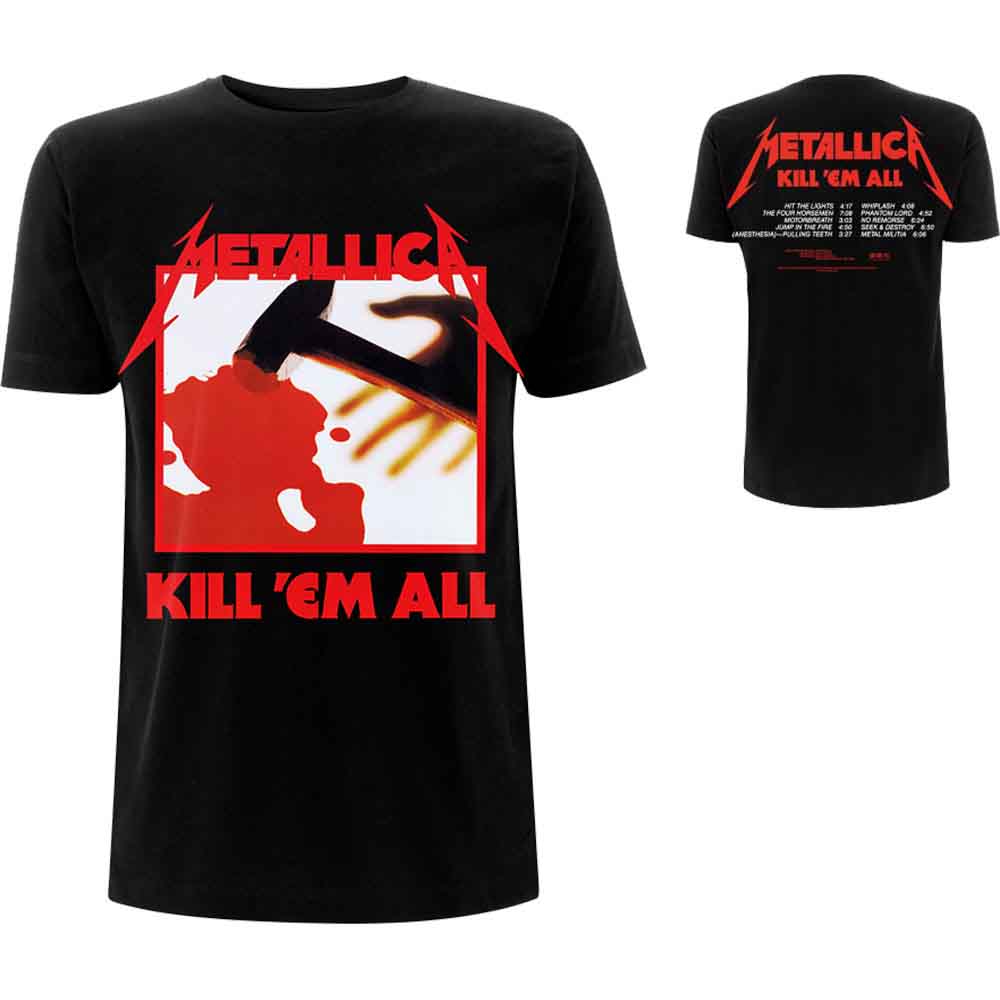 Metallica Kill 'Em All Tracks Mens T Shirt Black Officially Licensed