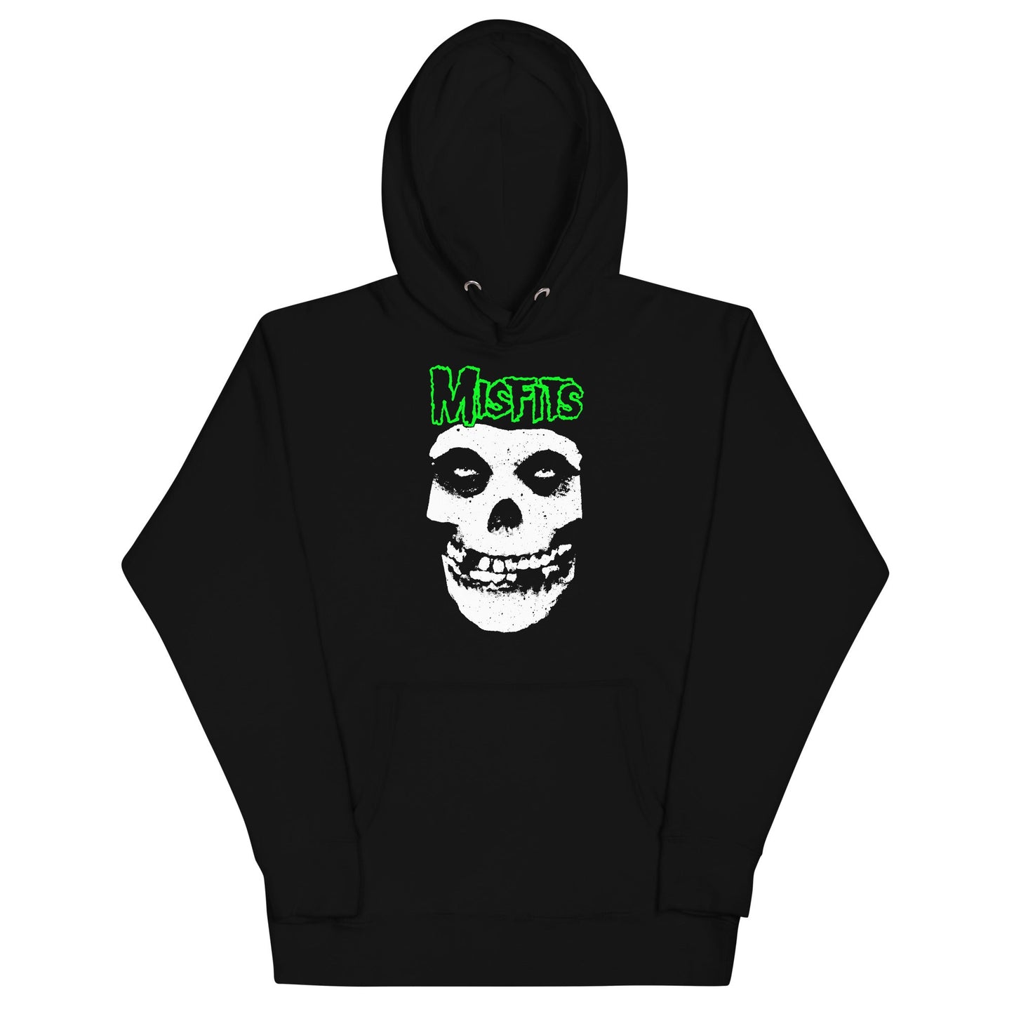 Misfits Green Skull Mens Officially Licensed Hoodie Black