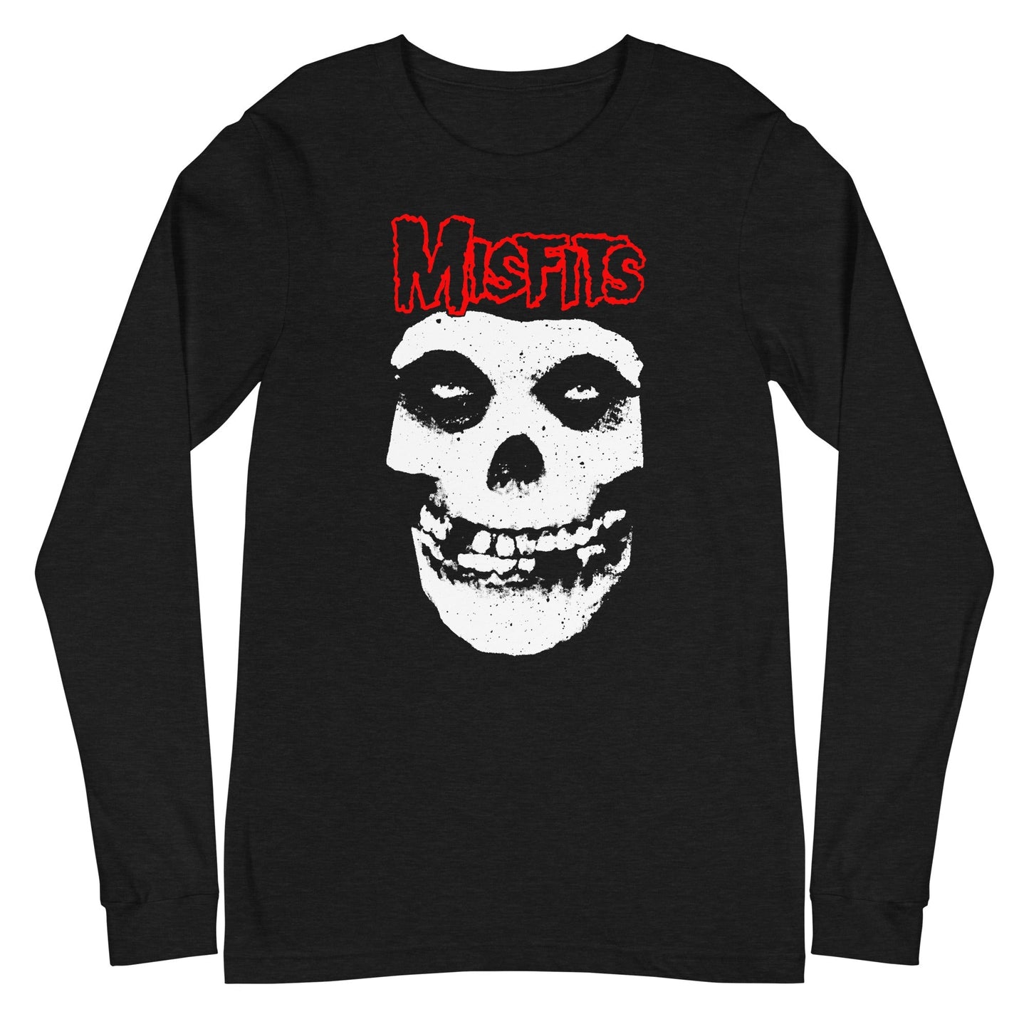Misfits Red Skull Mens Long Sleeve Shirt Black