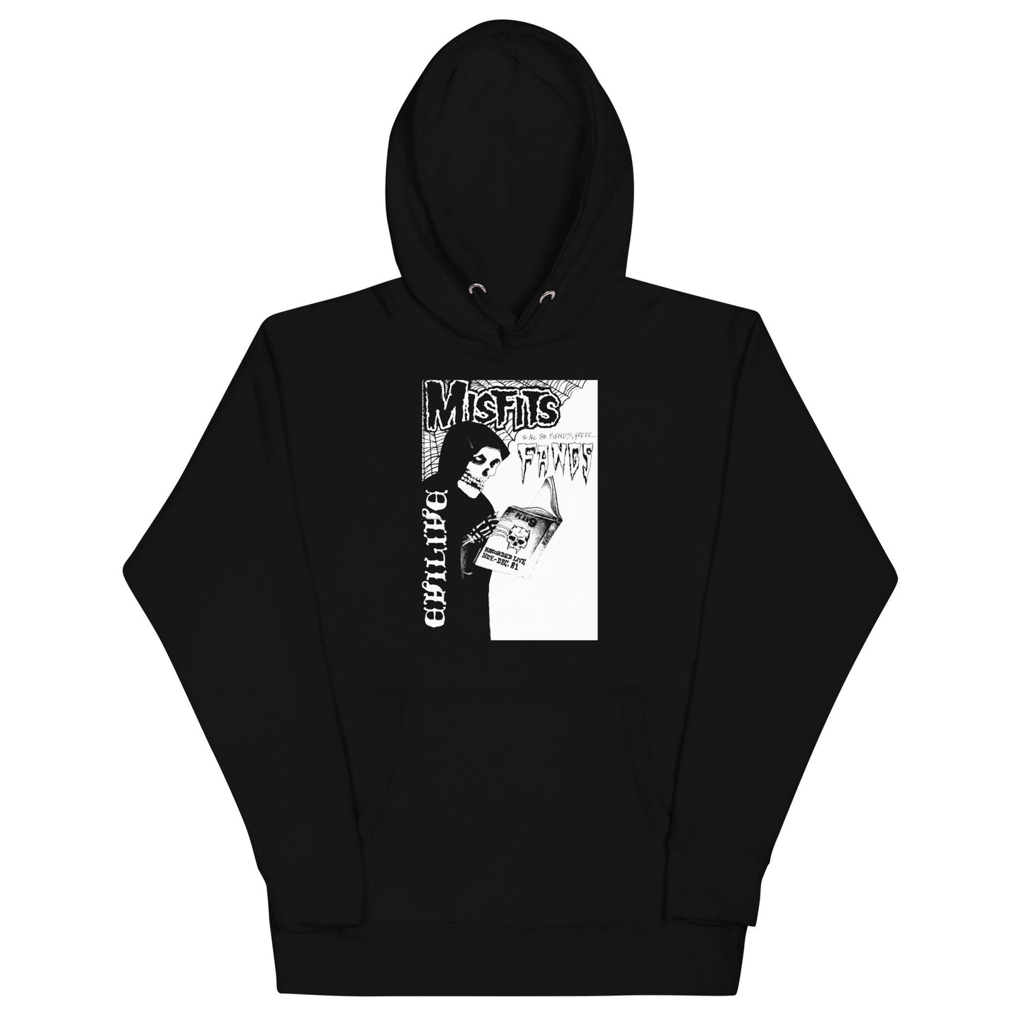 Misfits Fangs Mens Officially Licensed Hoodie Black