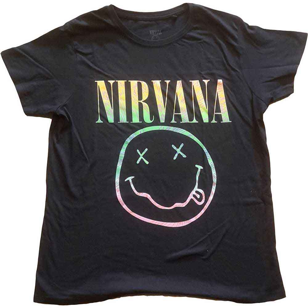 Nirvana Sorbet Ray Happy Face Womens T Shirt Officially Licensed