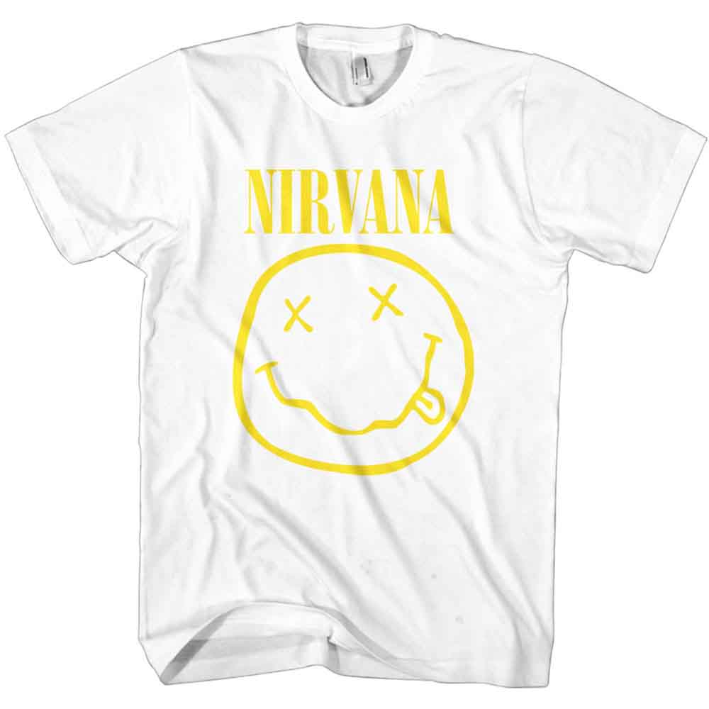 Nirvana Yellow Happy Face Mens T Shirt Officially Licensed