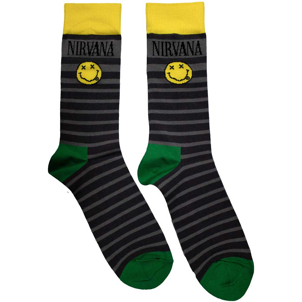 Nirvana Yellow Smiley Pattern Socks Officially Licensed