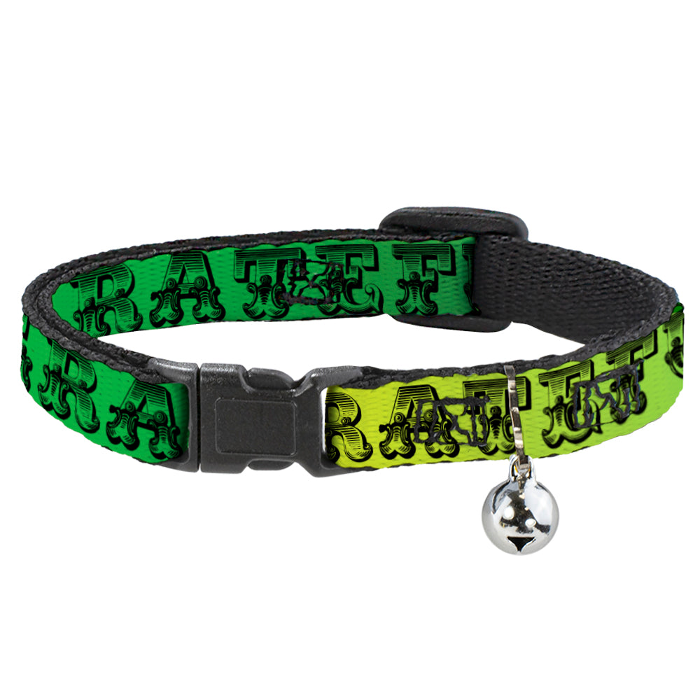 Grateful Dead Text with Skull & Roses Rainbow Fade Cat Collar