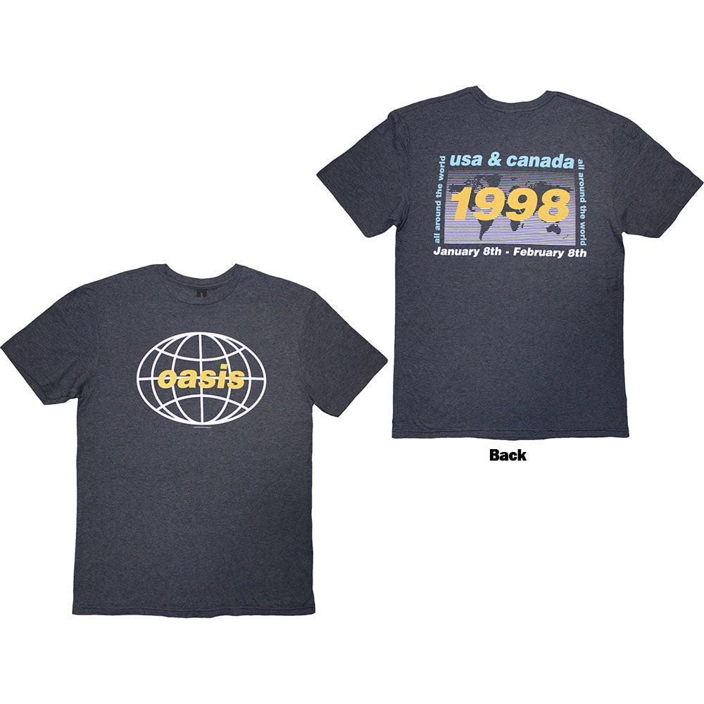 Oasis 1998 World Tour USA/Canada Mens T Shirt Blue