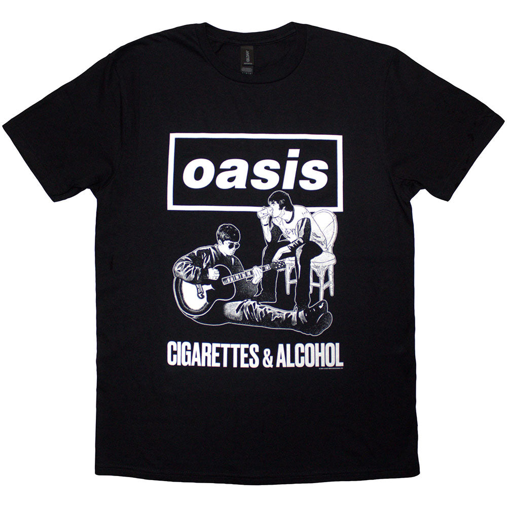 Oasis Cigarettes & Alcohol Illustration Mono Mens T Shirt Black