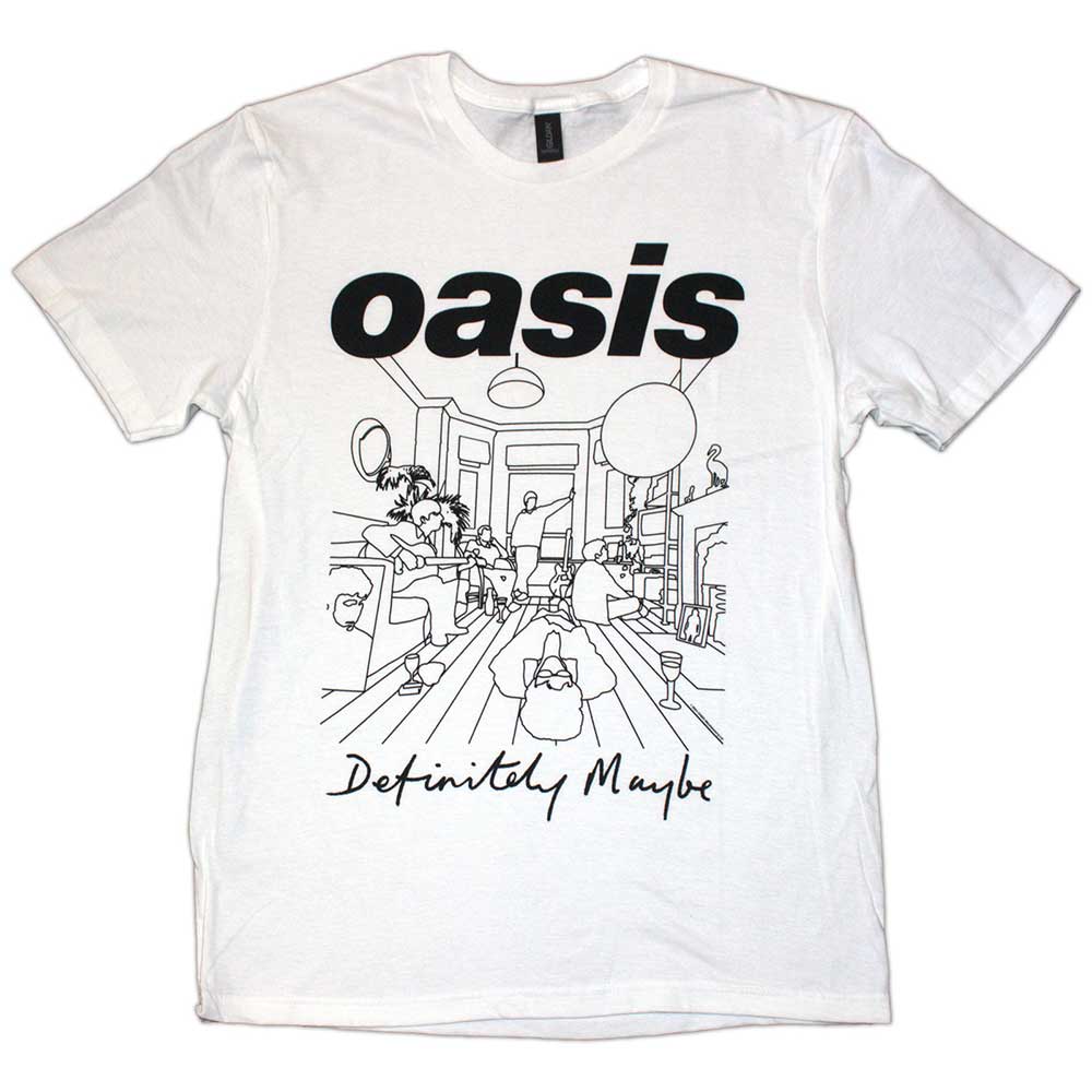 Oasis Definitely Maybe Line Drawing Mens T Shirt White