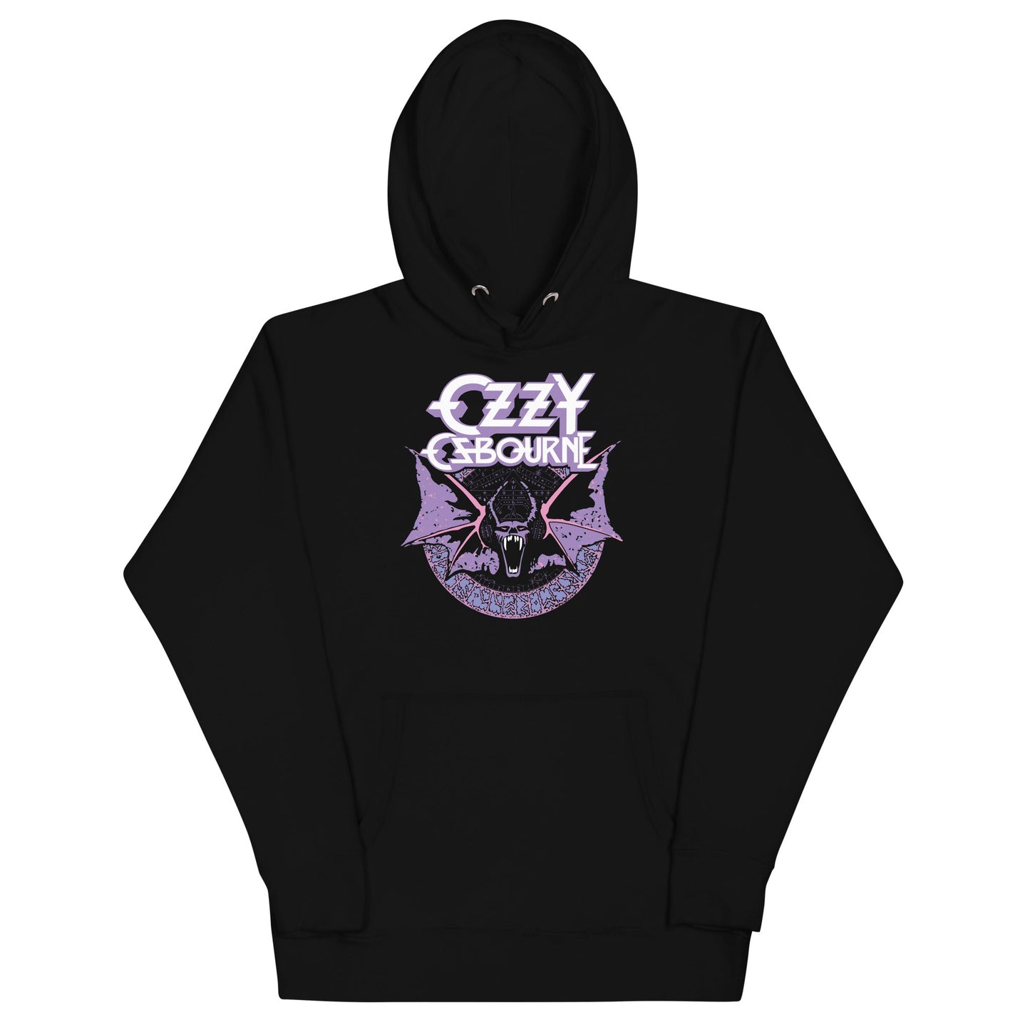 Ozzy Osbourne Purple Bat Mens Officially Licensed Hoodie Black