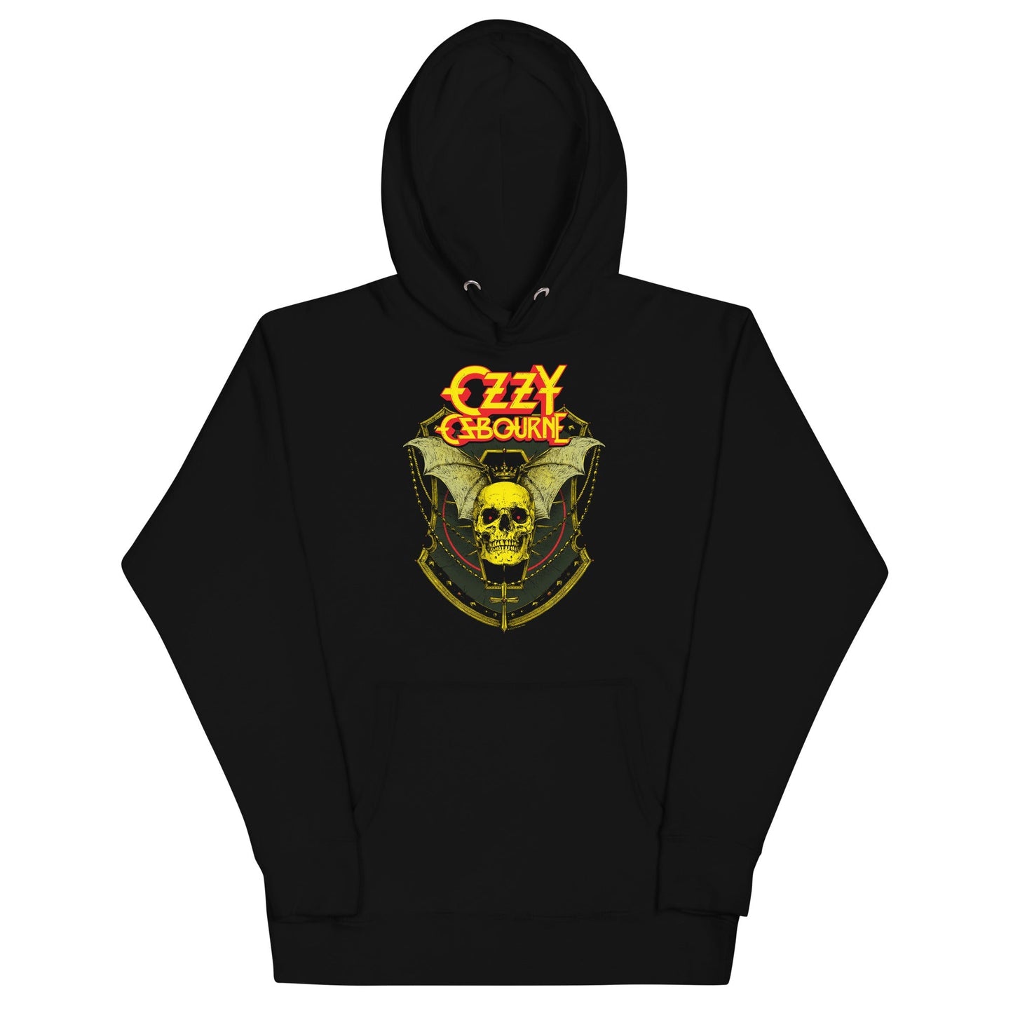 Ozzy Osbourne Bat Skull Mens Officially Licensed Hoodie Black