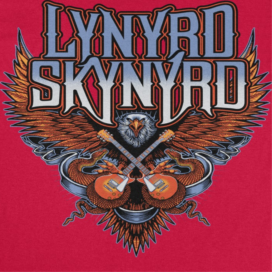 Lynyrd Skynyrd Eagle Guitar Mens T Shirt Red Officially Licensed