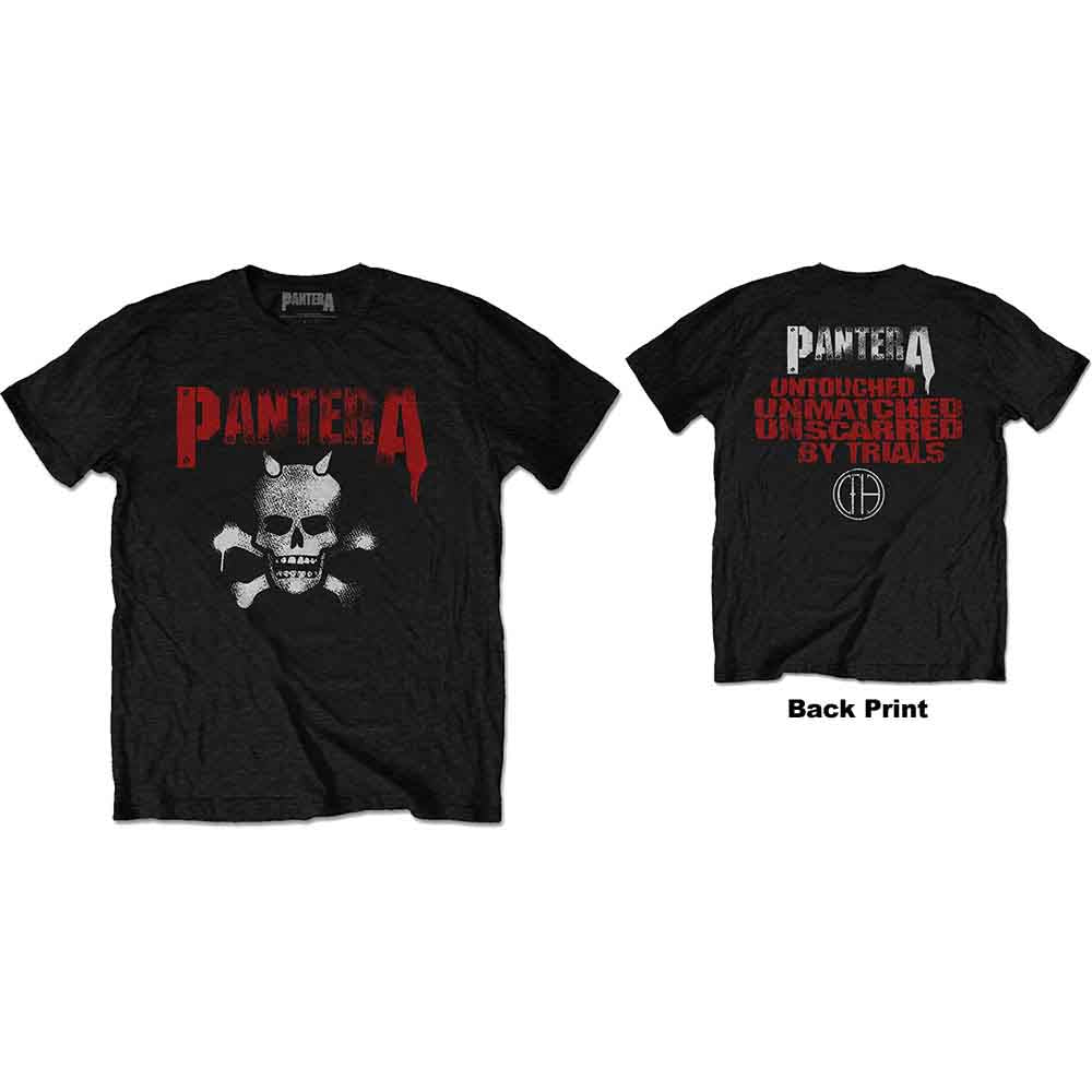 Pantera Horned Skull Stencil Mens T Shirt Officially Licensed