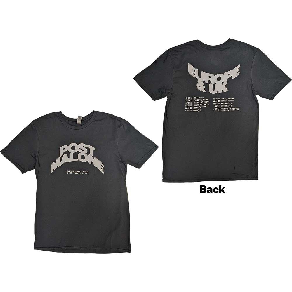 Post Malone Curved Logo 2023 Tour Dates Mens T Shirt Officially Licensed