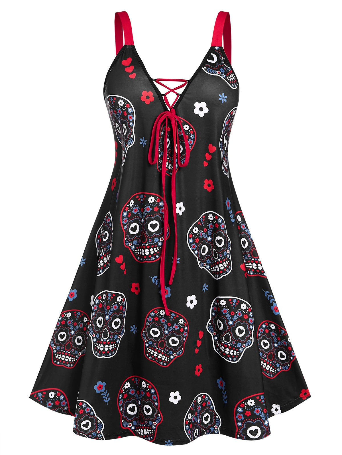 Lace Up Sleeveless Gothic Dress For Halloween