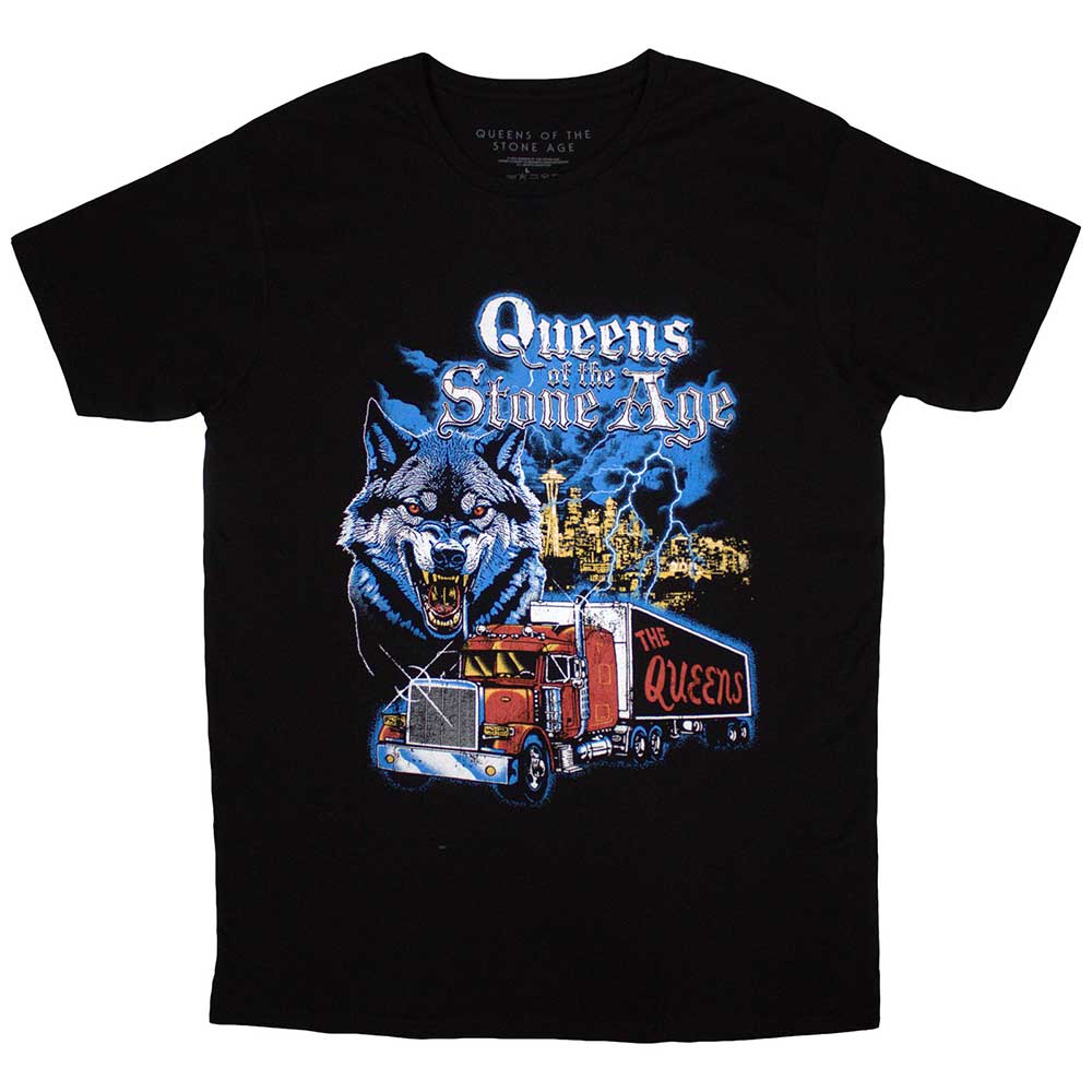 Queens Of The Stone Age Wolf Skyline T Shirt Black Officially Licensed