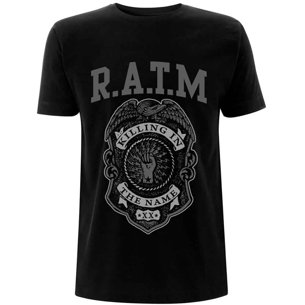 Rage Against The Machine Grey Police Badge T Shirt Black Officially Licensed