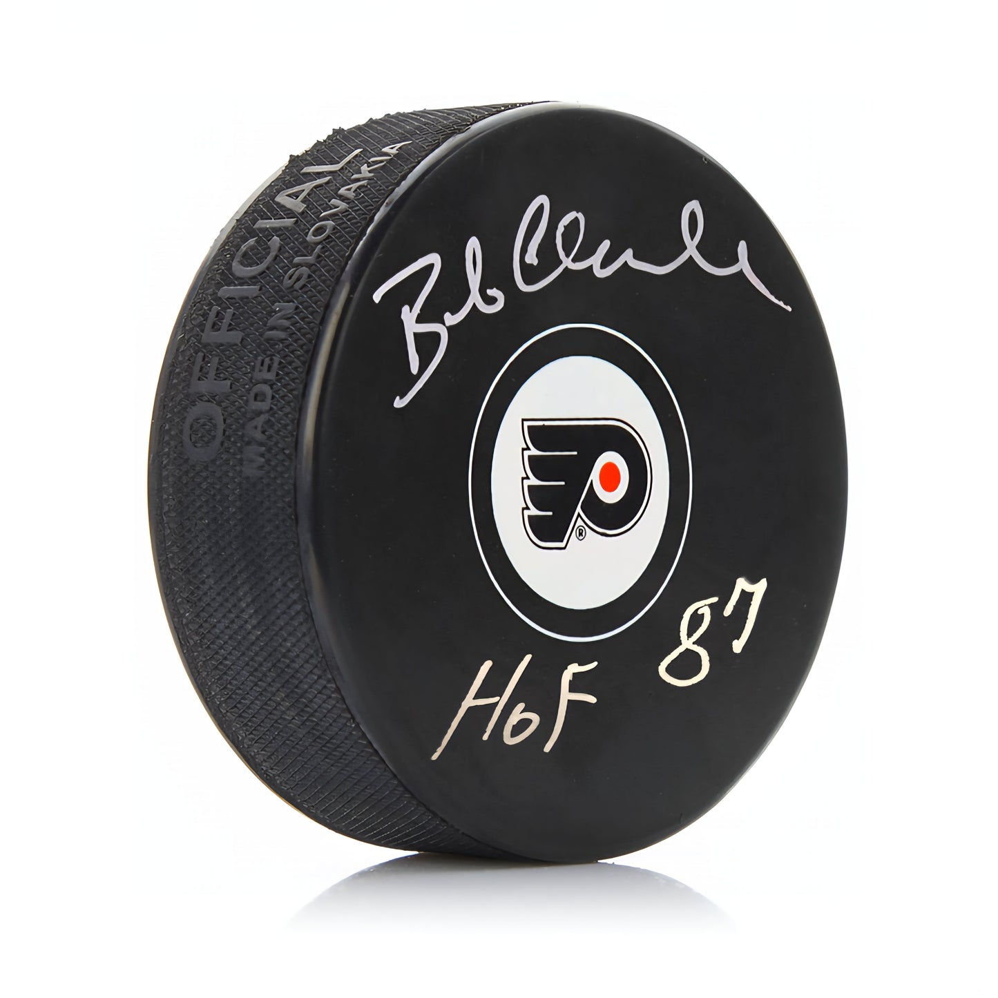 Bob Clarke Autographed Philadelphia Flyers Hockey Logo Puck