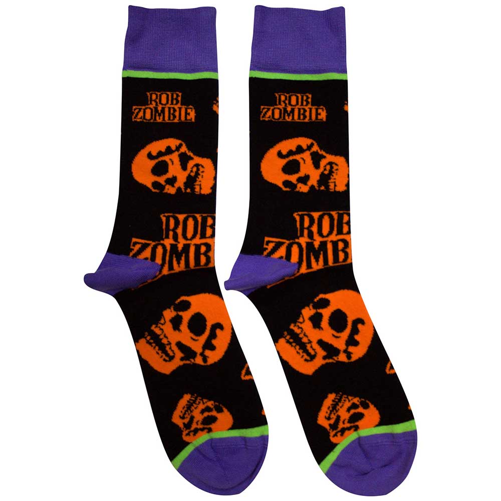 Rob Zombie Orange Skulls Socks Officially Licensed